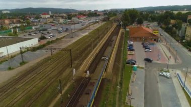 Wejherowo Tren İstasyonu Dworzec Kolejowy Pkp Hava Görüntülü Polonya. Yüksek kalite 4k görüntü