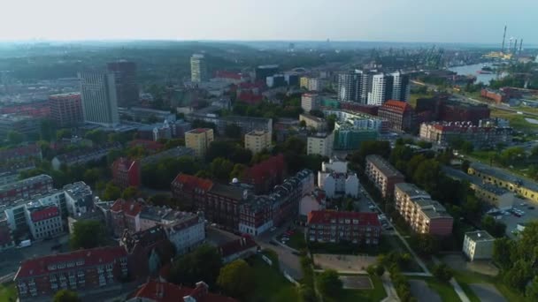 Beautiful Panorama Gdansk Krajobraz Aerial View Poland High Quality Footage — Stock Video