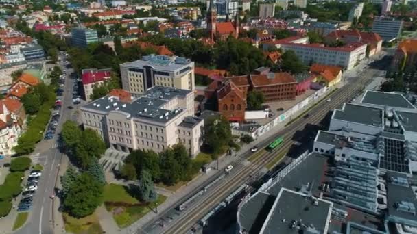 District Court Olsztyn Sad Rejonowy Aerial View Poland High Quality — Stock Video