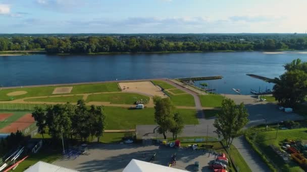 Marina Torun Przystan River Vistula Wisla Aerial View Πολωνία Υψηλής — Αρχείο Βίντεο