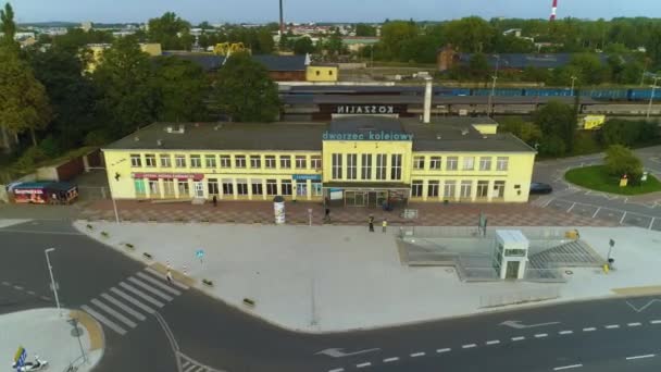 Železniční Stanice Koszalin Dworzec Kolejowy Aerial View Polsko Vysoce Kvalitní — Stock video