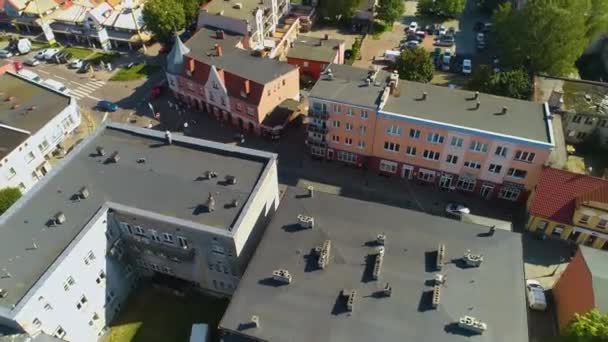 Street Pucka Wejherowo Centrum Downtown Aerial View Polsko Vysoce Kvalitní — Stock video
