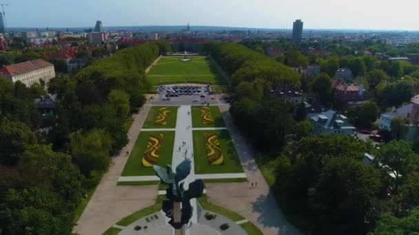 Monument Voor Daad Van Polen Szczecin Pomnik Czynu Polakow Luchtfoto — Stockvideo