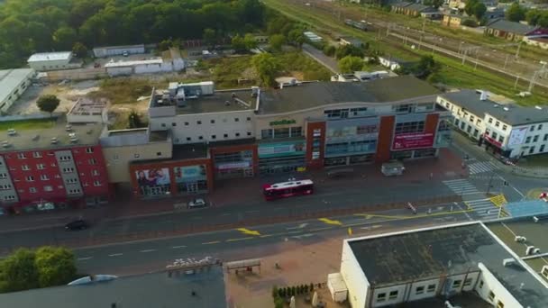 Street Wyszynskiego Shops Stargard Sklepy Centrum Aerial View Poland Высококачественные — стоковое видео