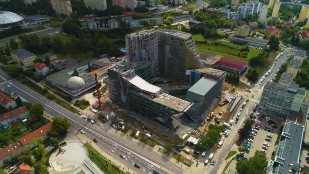 Hotel Construction Olsztyn Hotel Budowie Aerial View Lengyelország Kiváló Minőségű — Stock videók