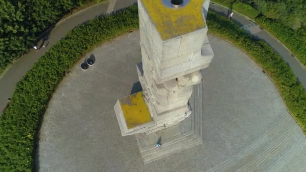 Westerplatte Anıtı Gdansk Pomnik Hava Görüntüsü Polonya Yüksek Kalite Görüntü — Stok video