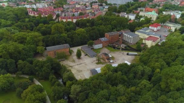 Gyönyörű Táj Slupia Folyó Slupsk Aerial View Lengyelország Kiváló Minőségű — Stock videók