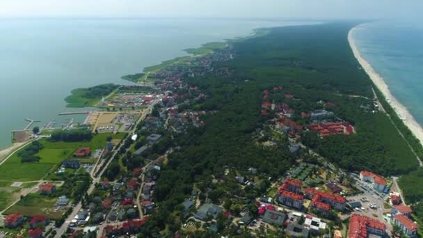 美しい風景Krynica Morska Piekny Krajobraz空中ビューポーランド 高品質4K映像 — ストック動画