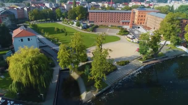 Square Mill Island Bydgoszcz Wyspa Mlynska Aerial View Poland Кадри — стокове відео