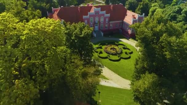 Музей Письменности Wejherowo Muzeum Palac Park Downtown Aerial View Poland — стоковое видео