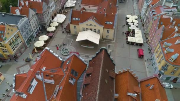 Πλατεία Αγοράς Παλιάς Πόλης Olsztyn Stare Miasto Ratusz Aerial View — Αρχείο Βίντεο