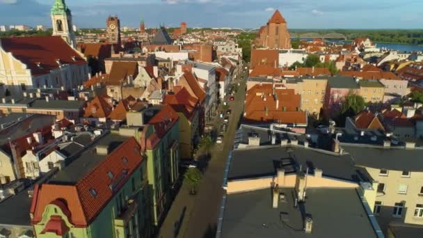 Eski Kasaba Mikolaja Kopernika Sokağı Torun Miasto Hava Manzarası Polonya — Stok video
