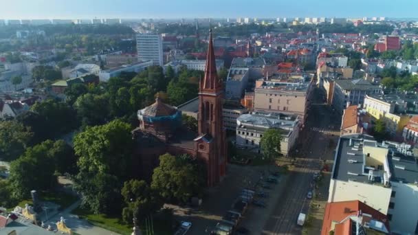 Igreja Plac Wolnosci Bydgoszcz Kosciol Piotra Pawla Aerial View Poland — Vídeo de Stock