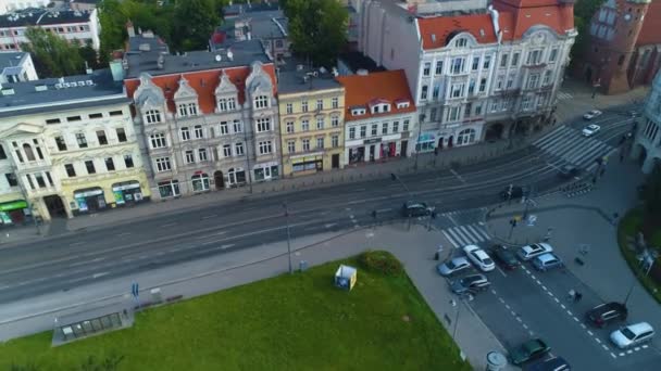 Mostowa Focha Theater Square Bydgoszcz Plac Teatralny Aerial View Lengyelország — Stock videók