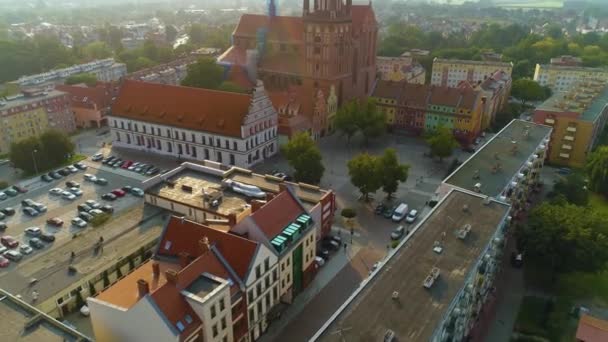 Gyönyörű Óvárosi Piac Stargard Stare Miasto Rynek Aerial View Lengyelország — Stock videók