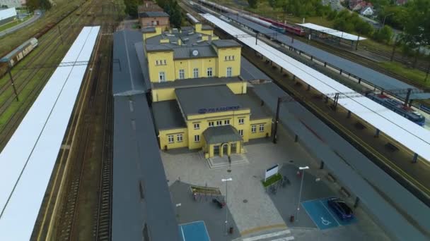 Estación Tren Pila Glowna Dworzec Kolejowy Vista Aérea Polonia Imágenes — Vídeo de stock
