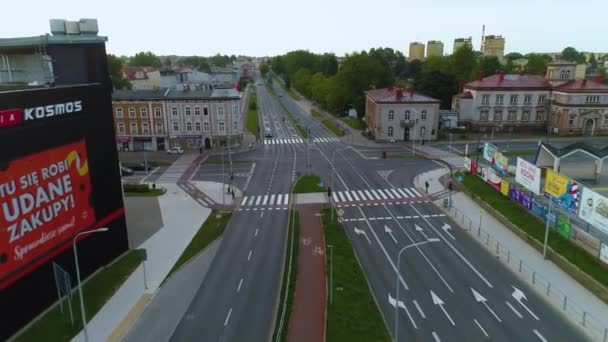 Crossroad Zwyciestwa Armii Krajowej Koszalin Aerial View Polen Hoge Kwaliteit — Stockvideo
