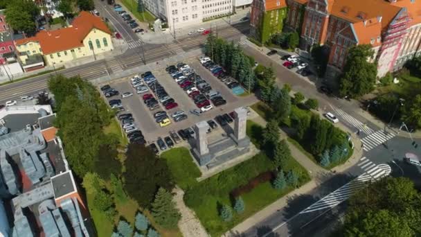 Monument Olsztyn Pomnik Wyzwolenia Aerial View Poland High Quality Footage — Stock Video