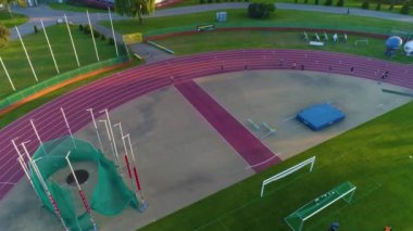 Elana Club Stadyumu Torun Stadyumu Klubu Sportowego Hava Manzarası Polonya. Yüksek kalite 4k görüntü