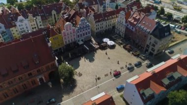 Szczecin Rynek Sienny Ratusz Staromiejski Havacılık Polonya. Yüksek kalite 4k görüntü