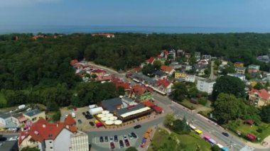 Güzel manzara Krynica Morska Piekny Krajobraz Hava Manzarası Polonya. Yüksek kalite 4k görüntü