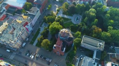 Kilise Plağı Wolnosci Bydgoszcz Kosciol Piotra Pawla Hava Manzarası Polonya. Yüksek kalite 4k görüntü