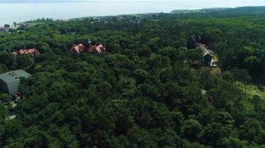 Güzel manzara Krynica Morska Piekny Krajobraz Hava Manzarası Polonya. Yüksek kalite 4k görüntü