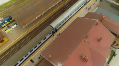 Wejherowo Tren İstasyonu Dworzec Kolejowy Pkp Hava Görüntülü Polonya. Yüksek kalite 4k görüntü