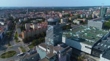 Centrum Szczecin Polska Zegluga Morska Hava Görüntüsü Polonya. Yüksek kalite 4k görüntü