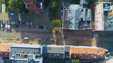 Sokak Gdanska Plac Wolnosci Bydgoszcz Hava Görüntüsü Polonya. Yüksek kalite 4k görüntü