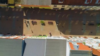 Sobieskiego Caddesi Centrum Rynek Pazarı Wejherowo Hava Manzarası Polonya. Yüksek kalite 4k görüntü