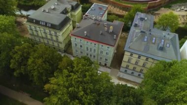 Szarych Szeregow Caddesi Slupsk Dom Kultury Havacılık Görünümü Polonya. Yüksek kalite 4k görüntü