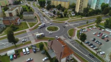 Rondo Bydgoska Okolna Pila Havadan Polonya. Yüksek kalite 4k görüntü