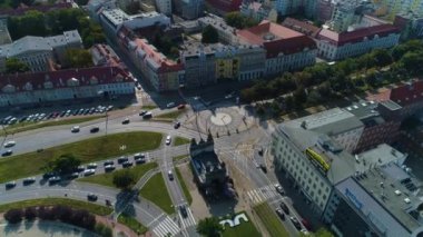 Güneş saati Szczecin Zegar Sloneczny Plac Zolnierza Polskiego Hava Görüntüsü Polonya. Yüksek kalite 4k görüntü