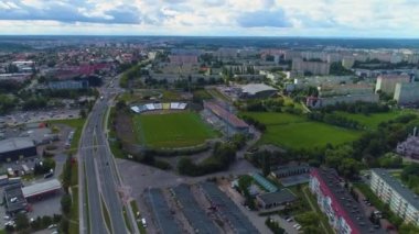 Panorama Stadyumu Stomil Olsztyn Stadyumu Hava Görüntüsü Polonya. Yüksek kalite 4k görüntü