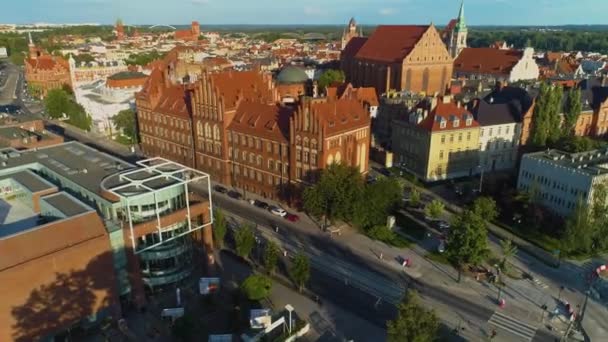 Torun Üniversitesi Uniwersytet Mikolaja Kopernika Hava Görüntüsü Polonya Yüksek Kalite — Stok video