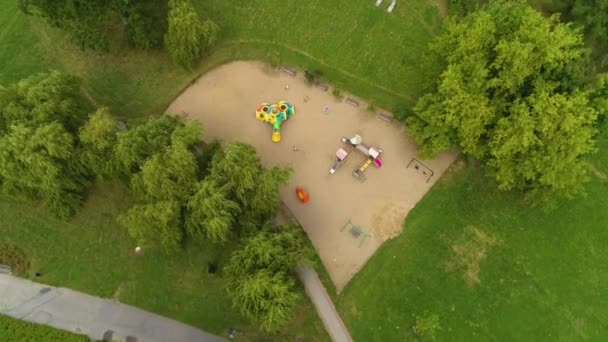 Playground Beautiful Park Janusz Kusocinski Olsztyn Aerial View Poland High — Stock Video