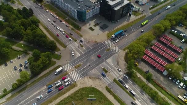 Leonhard Crossing Olsztyn Skrzyzowanie Aerial View Poland High Quality Footage — Stock Video