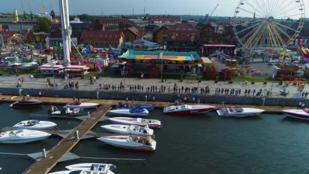 Tatil Parkı Nabrzeze Starowka Szczecin Tekerlekli Havadan Polonya Yüksek Kalite — Stok video