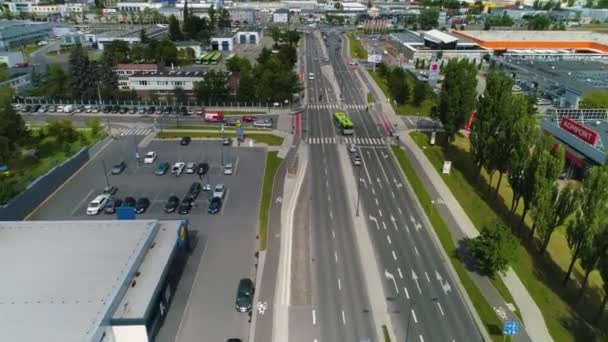 Leonharda Street Shops Olsztyn Sklepy Aerial View Poland High Quality — Stock Video