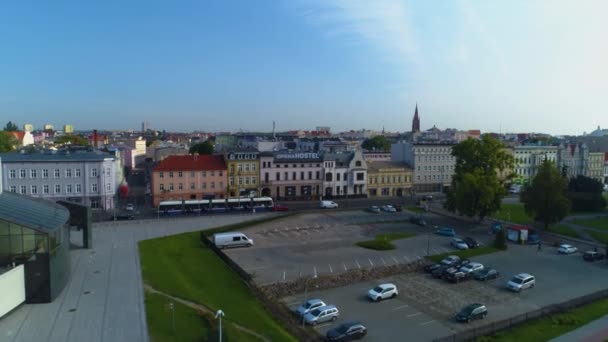 Театральная Площадь Focha Brda Bydgoszcz Plac Teatralny Aerial View Poland — стоковое видео