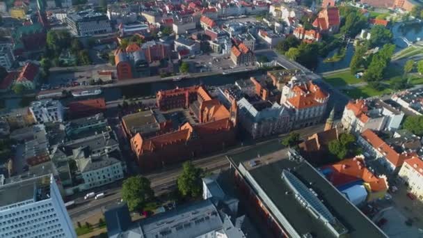 Jagiellonska街Bydgoszcz河Brda Rzeka Aerial View Poland 高质量的4K镜头 — 图库视频影像
