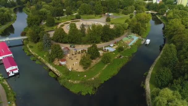 Park Island Pila Park Wyspie Brda River Aerial View Polsko — Stock video