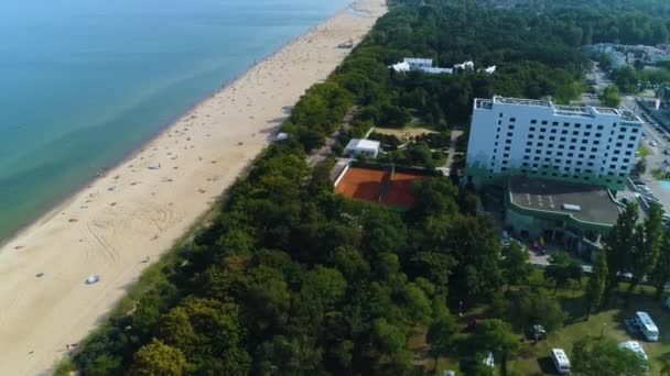 Panorama Beach Litoral Litoral Mar Báltico Sopot Gdansk Plaza Vista — Vídeo de Stock