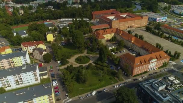 Plac Domanski Square Pila Luftaufnahme Polen Hochwertiges Filmmaterial — Stockvideo