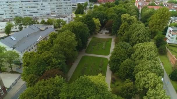 Park Waldorffa Slupsk Centrum Downtown Aerial View Poland High Quality — Stock Video