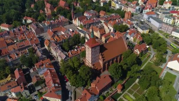 Базилика Старый Город Olsztyn Bazylika Stare Miasto Aerial View Poland — стоковое видео