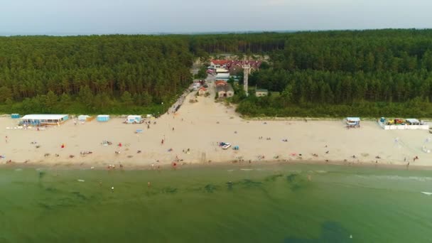 Piękna Plaża Katy Rybackie Plaza Aerial View Poland Wysokiej Jakości — Wideo stockowe