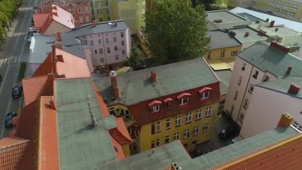 Činžovní Dům Wojska Polskiego Street Slupsk Kamienice Centrum Aerial View — Stock video