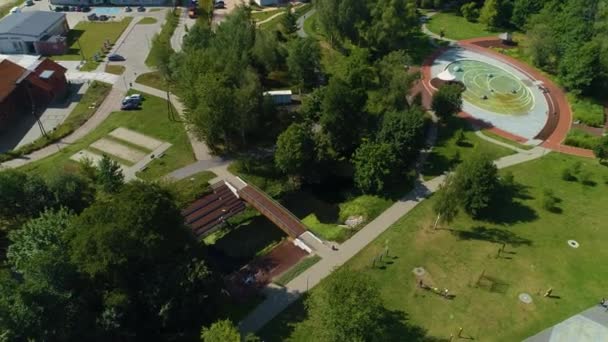 Playground Central Park Olsztyn Plac Zabaw Aerial View Poland High — Stock Video